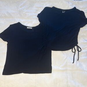 Black Short Sleeve Tops Set